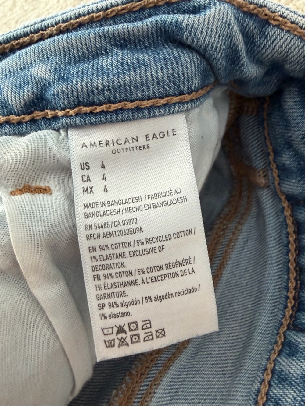 American Eagle Outfitters Light Blue Rolled Hem Denim Shorts - Picture 4 of 5